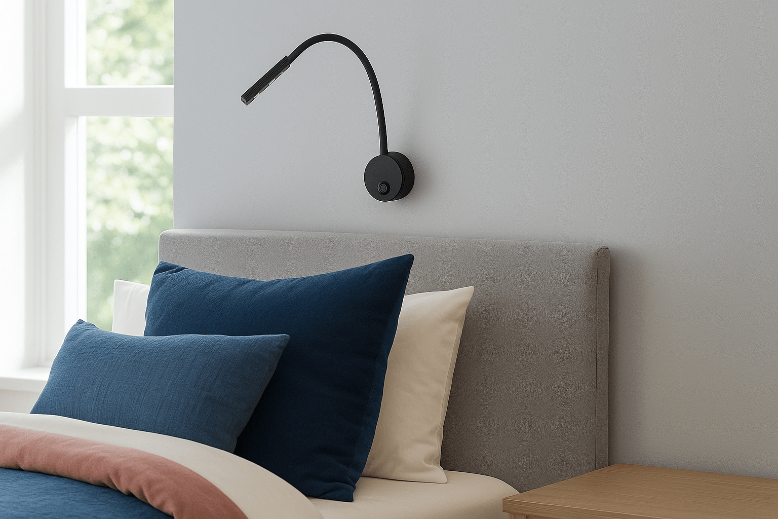 3W LED Reading Light Fitting - Flexible Rubber Arm & Switch