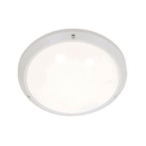 White Outdoor Wall Light IP44 Round Bulkhead Diffused