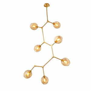 Gold ceiling light fixture with multiple bulbs on a white background