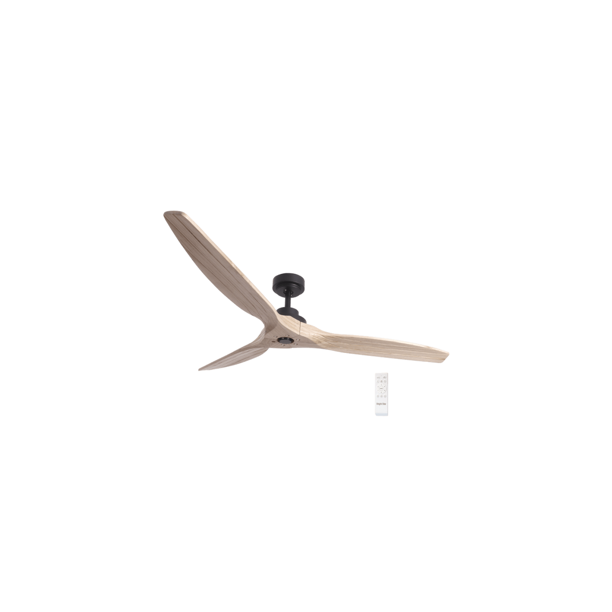 Ceiling Fan - 3 Blade Natural Finish - Solid Wood Blades — transparent background, 1254 × 1254