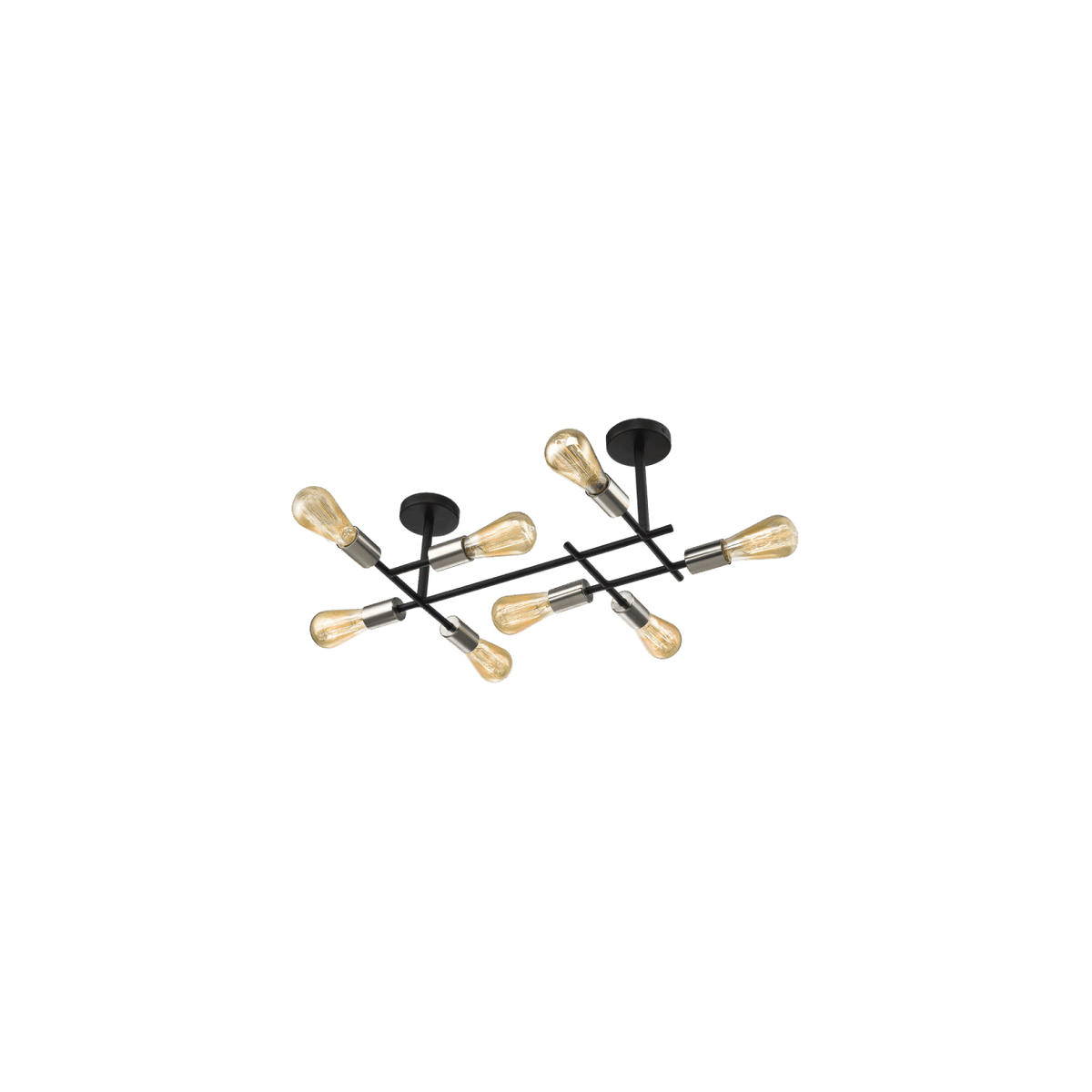 Black & Satin Chrome Ceiling Fitting 8L — transparent background, 1254 × 1254