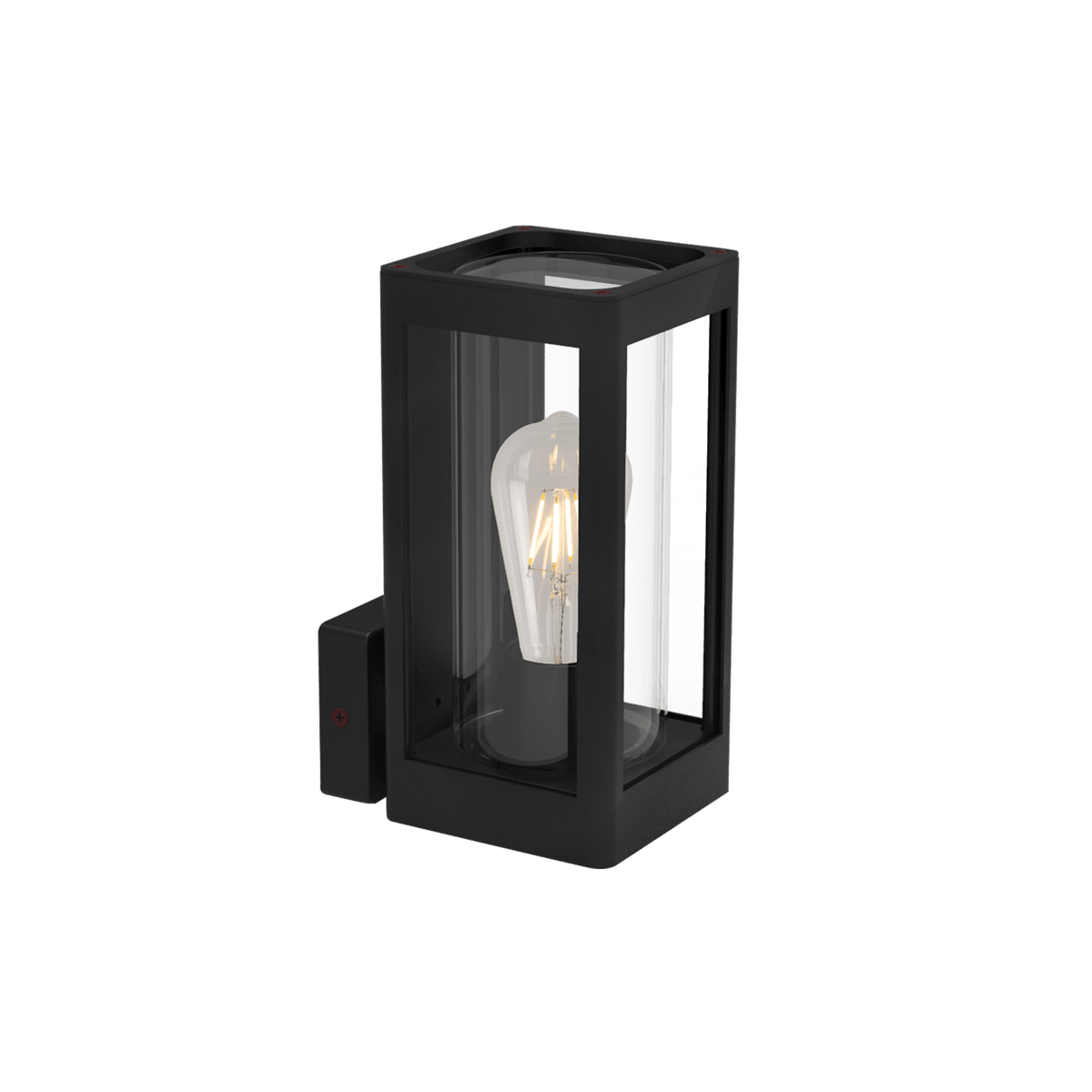 Rayne Outdoor Wall Light Aluminium Lantern with Clear Glass Square — transparent background, 1254 × 1254