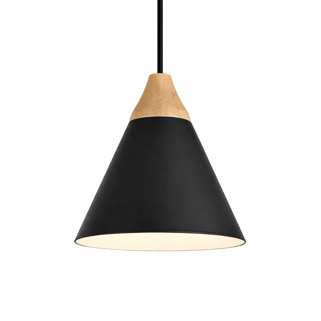Pendant - Black & Wood 220mm