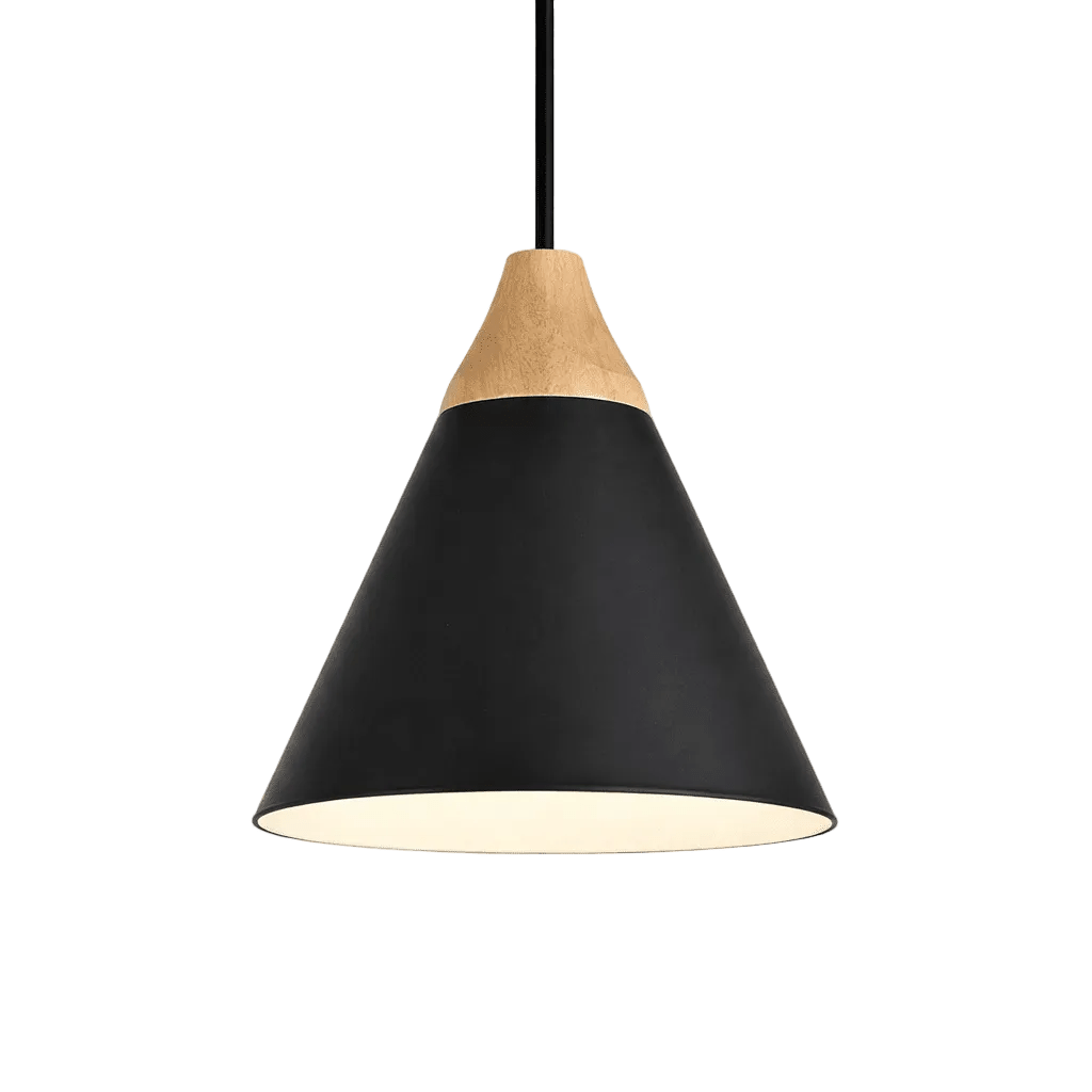 Pendant - Black & Wood 220mm