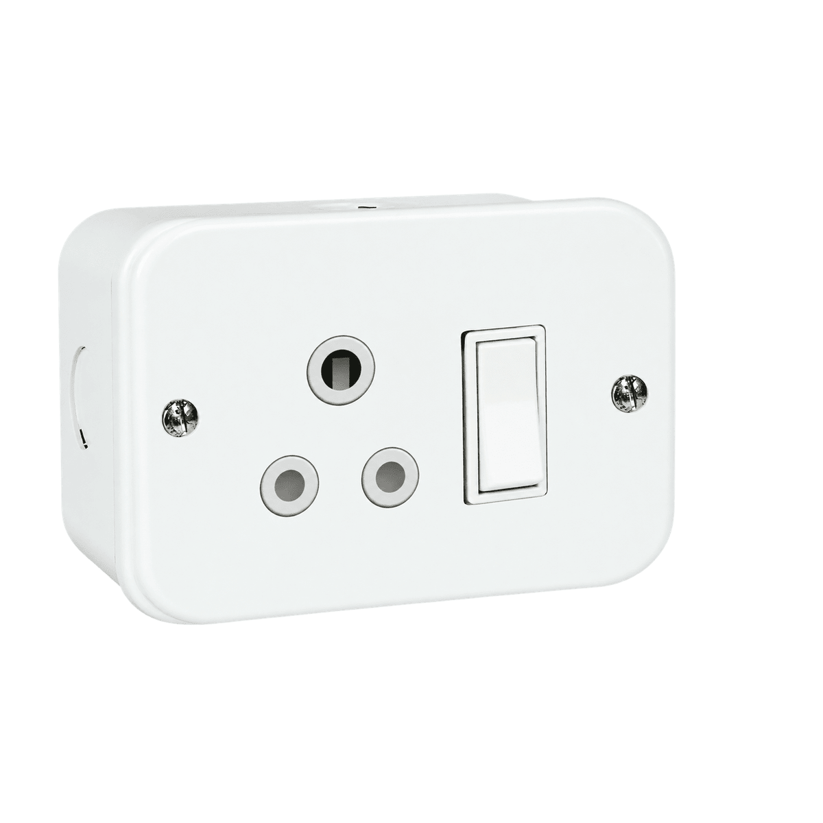 Industrial Metal Clad Switched Socket Single — white background, 1254 × 1254
