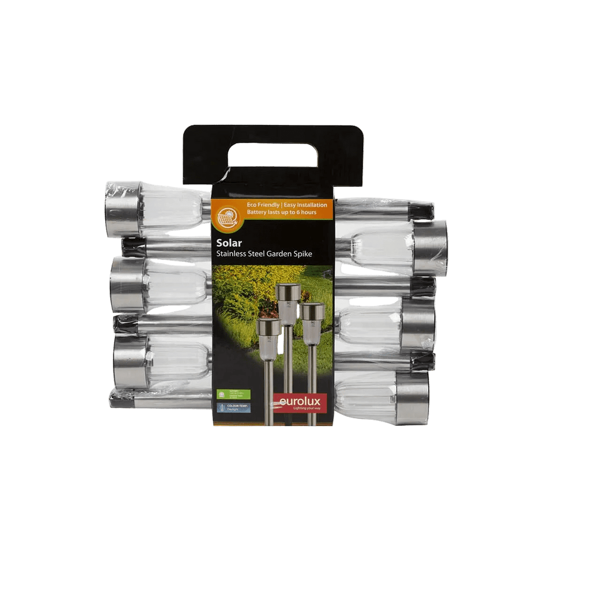 Stainless Steel Solar Garden Spike - 6 Pack — transparent background, 1254 × 1254