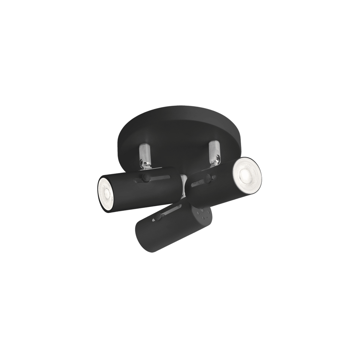 3 Light Matt Black Ceiling Spotlight — transparent background, 1254 × 1254