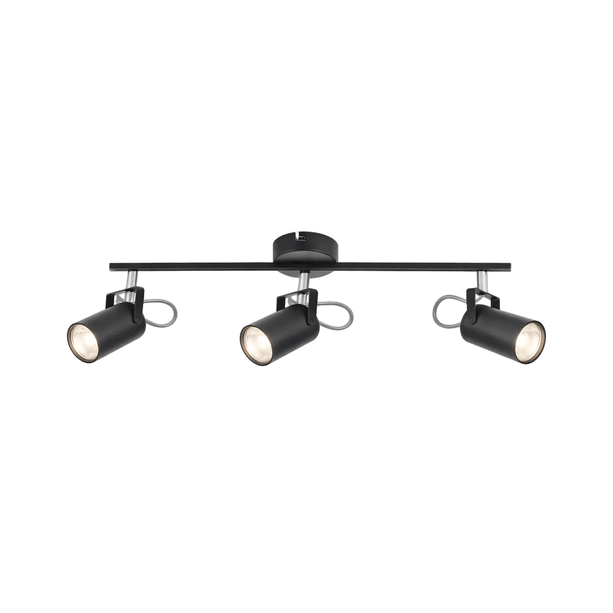 3 Light Black Metal & Polished Chrome Spotlight — transparent background, 1254 × 1254