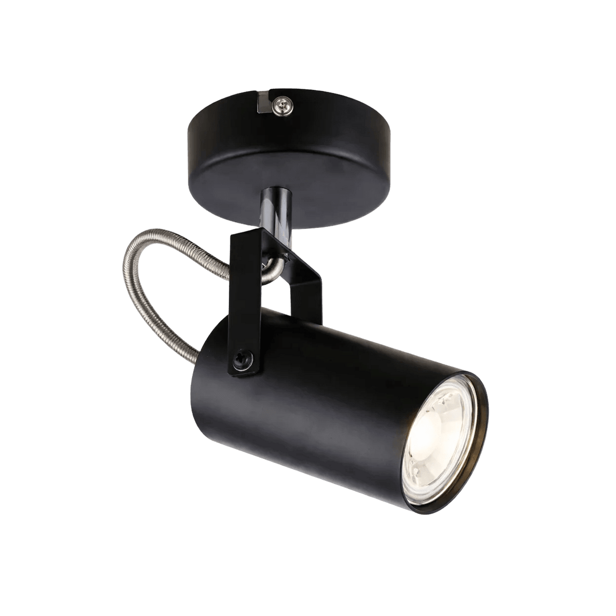 1 Light Black Metal & Polished Chrome Spotlight — transparent background, 1254 × 1254
