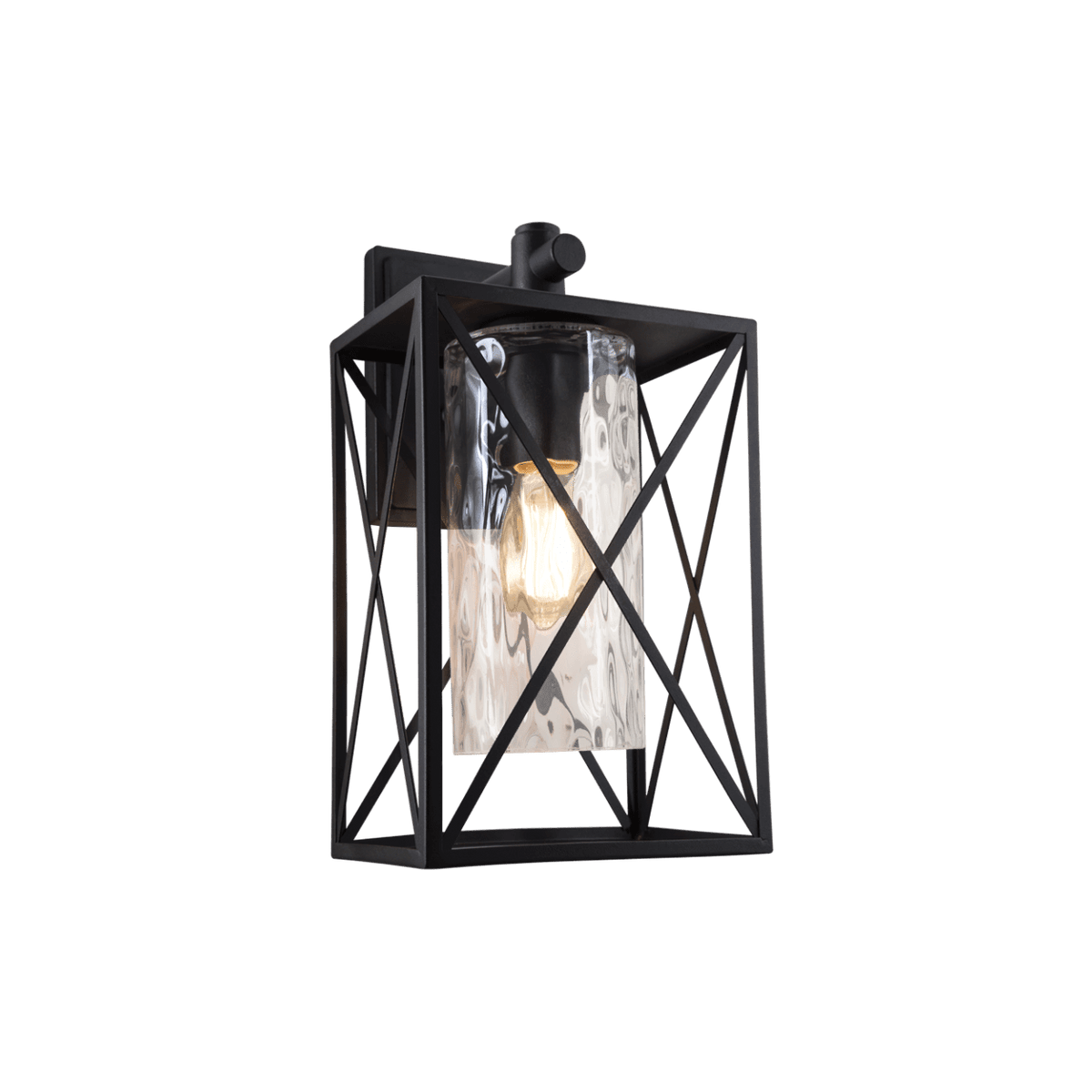 Down Facing Metal Lantern with Textured Clear Glass — transparent background, 1254 × 1254