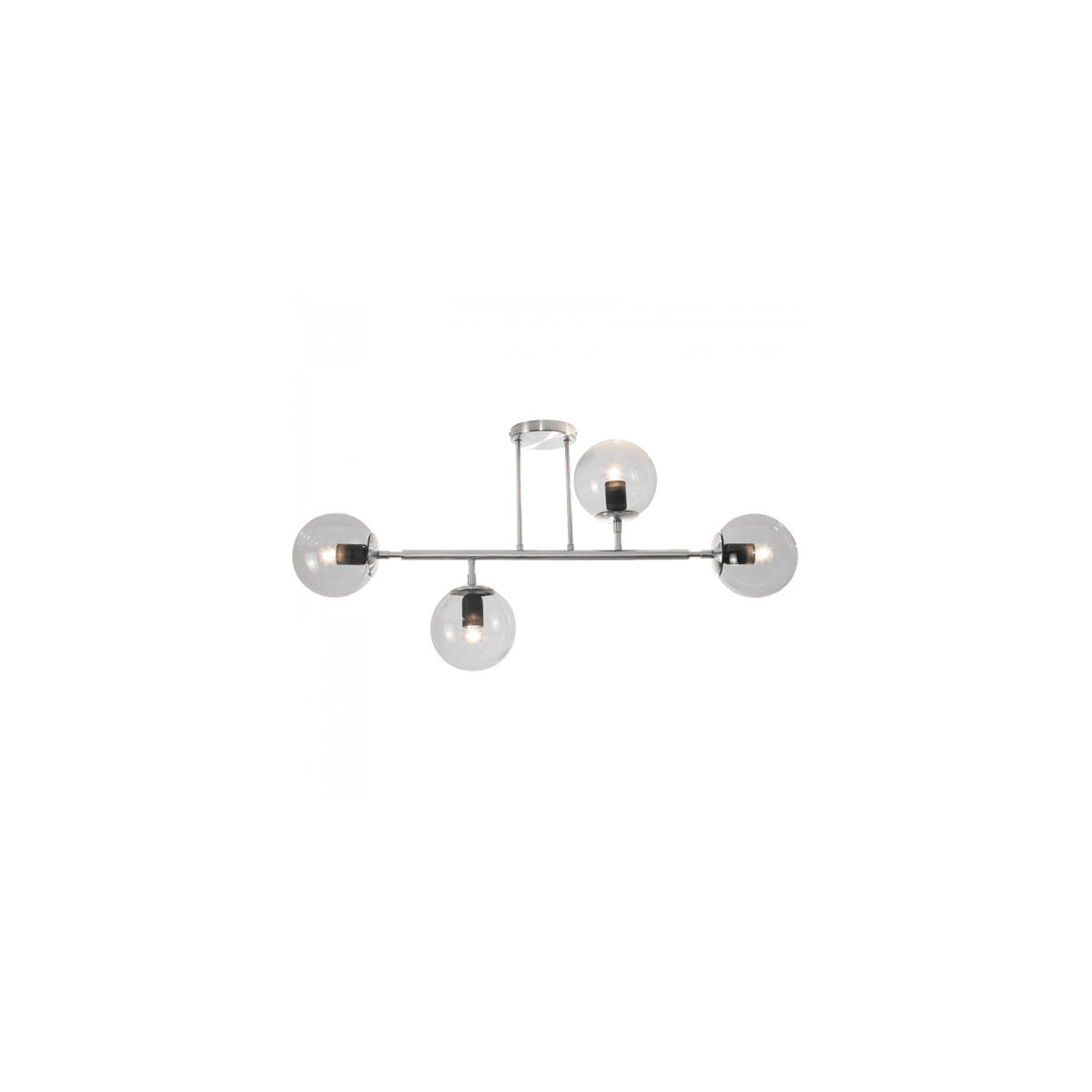 Satin Chrome Ceiling Fitting with Clear Glass — transparent background, 1254 × 1254