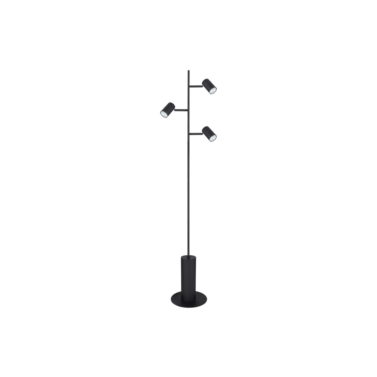 3 Light Black Metal Floor Lamp — transparent background, 1254 × 1254