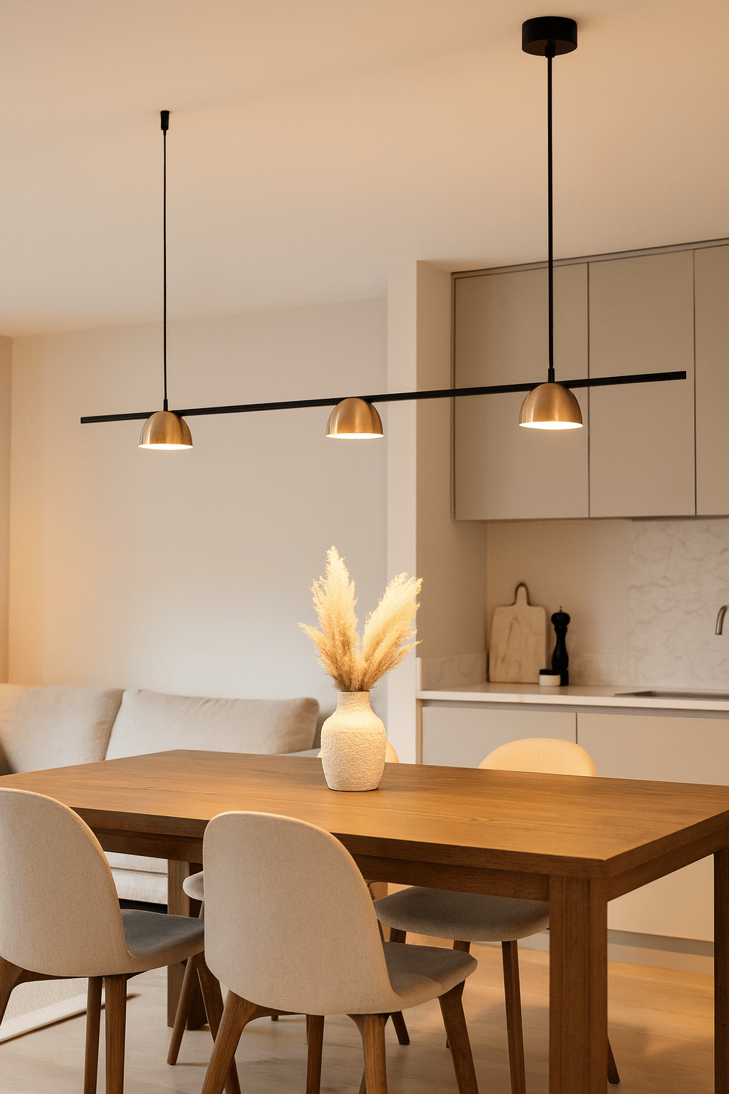 Dallas 1000 Linear Pendant Light - Black & Gold