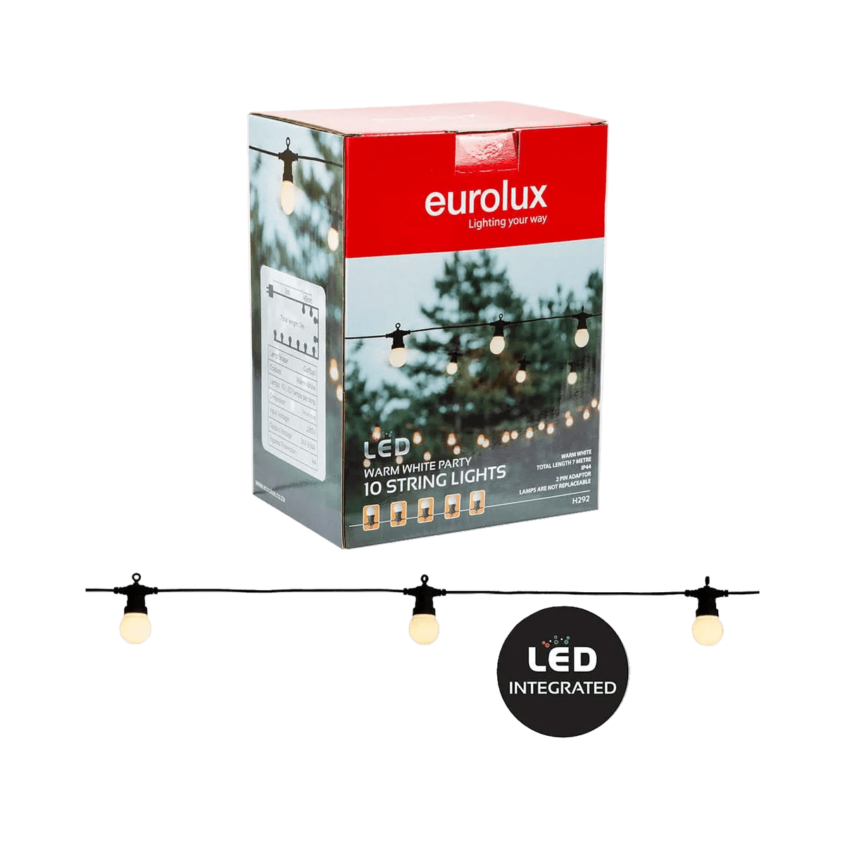 LED String Lights 10 Piece Opaque Warm White — transparent background, 1254 × 1254
