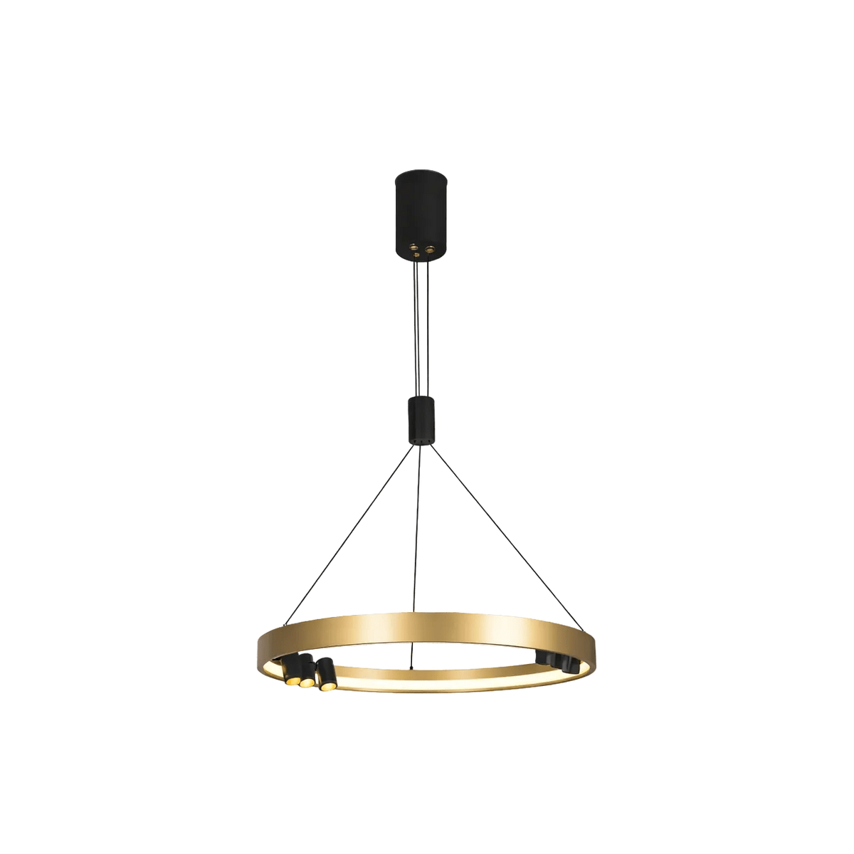 Black & Gold Monaco Round LED Pendant — transparent background, 1254 × 1254