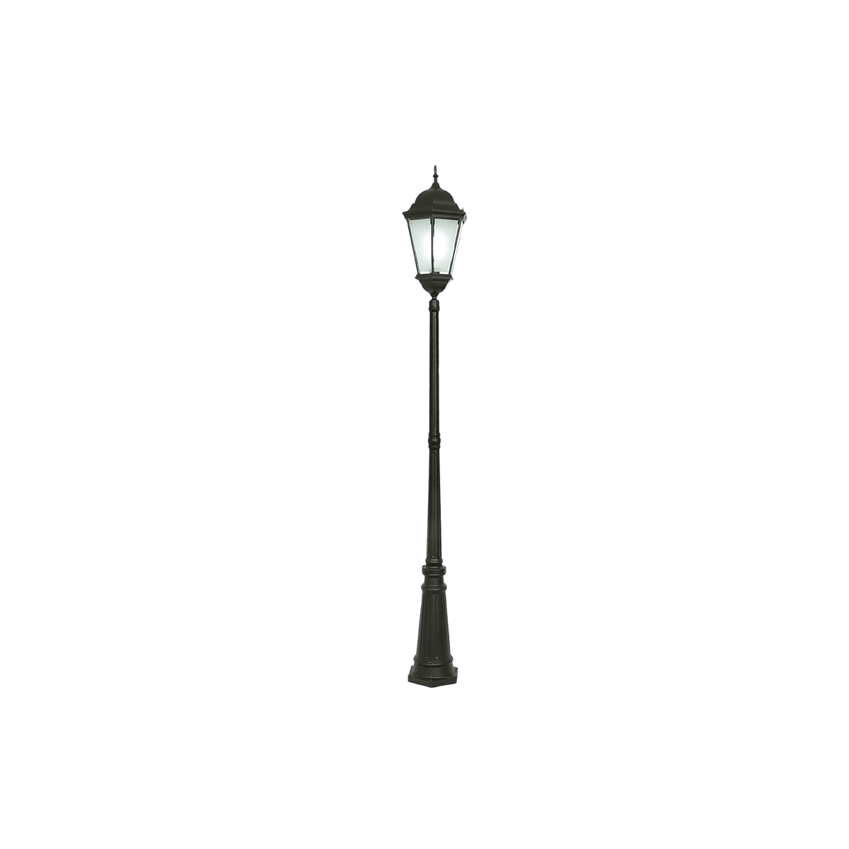 6 Panel Post Lamp 2300mm — transparent background, 1254 × 1254