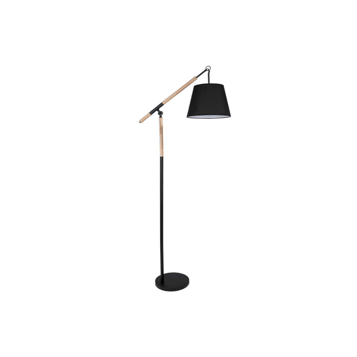 Black & Wood Floor Lamp - Nordic Arc — transparent background, 1254 × 1254