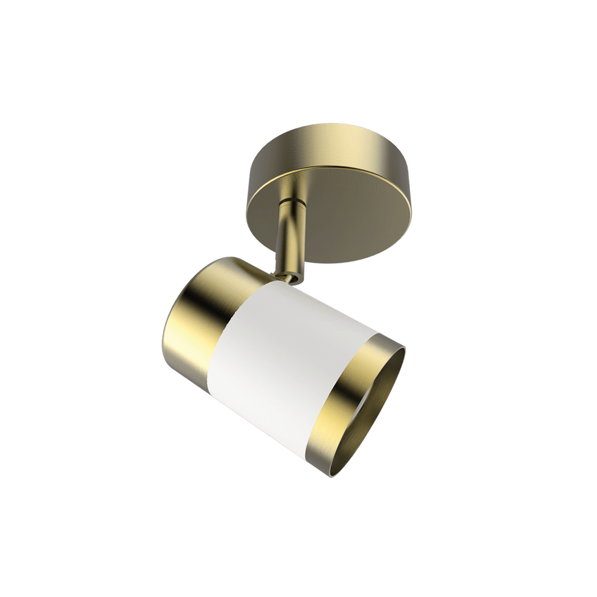 Bazley Brass & White 1 Light Ceiling Spotlight — transparent background, 1254 × 1254