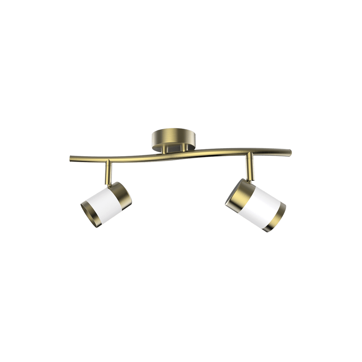 Bazley Brass & White 2 Light Ceiling Spotlight — transparent background, 1254 × 1254