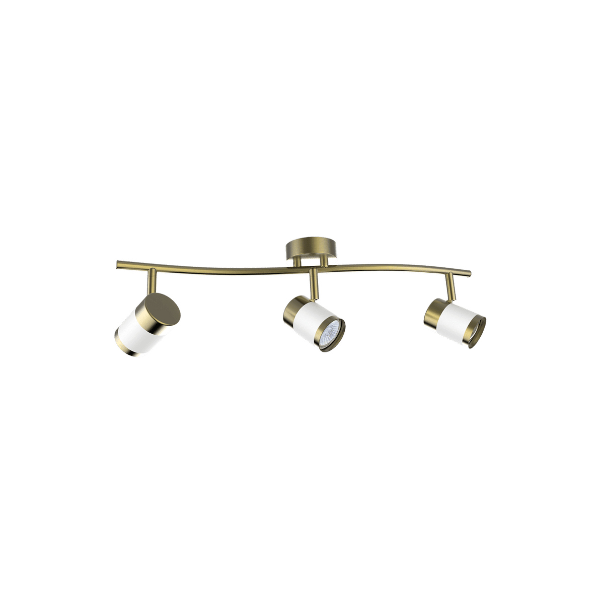 Bazley Brass & White 3 Light Ceiling Spotlight — transparent background, 1254 × 1254
