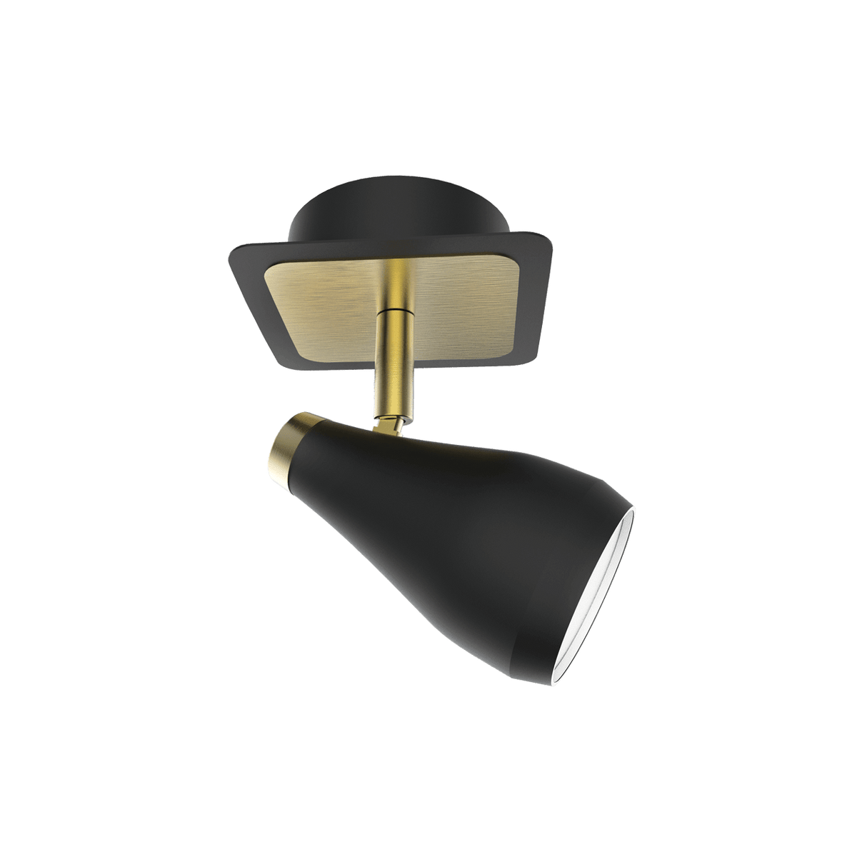 Berlin Brass & Black 1 Light Ceiling Spotlight — transparent background, 1254 × 1254