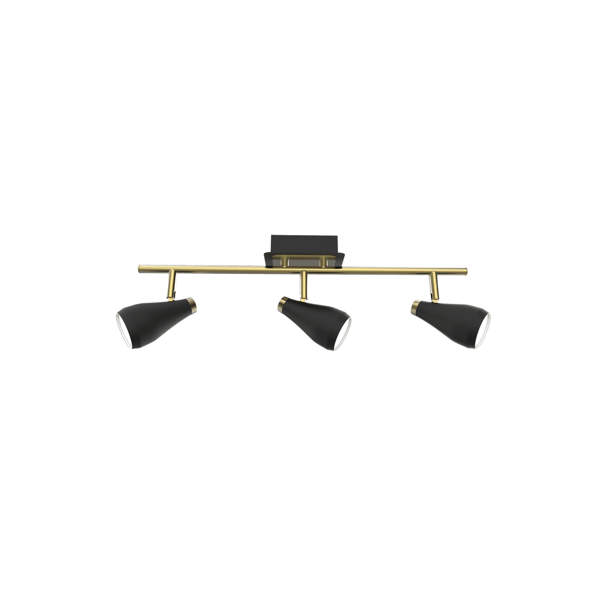Berlin Brass & Black 3 Light Ceiling Spotlight — transparent background, 1254 × 1254