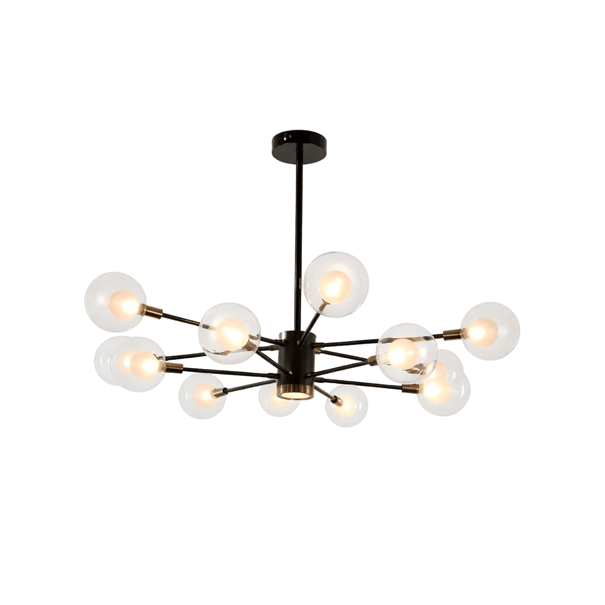 Issa 12 Light Black & Gold LED Chandelier — transparent background, 1254 × 1254