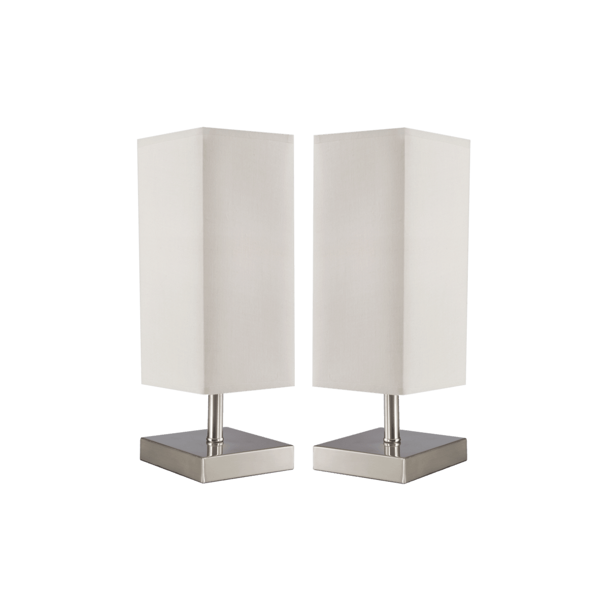 Satin Chrome Beige Shade Table Lamp - 2 Pack — transparent background, 1254 × 1254