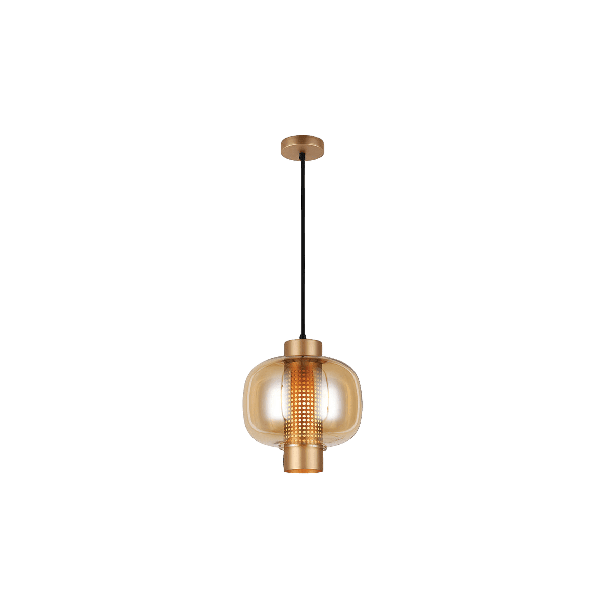 Chicago Medium Gold Glass Pendant — transparent background, 1254 × 1254