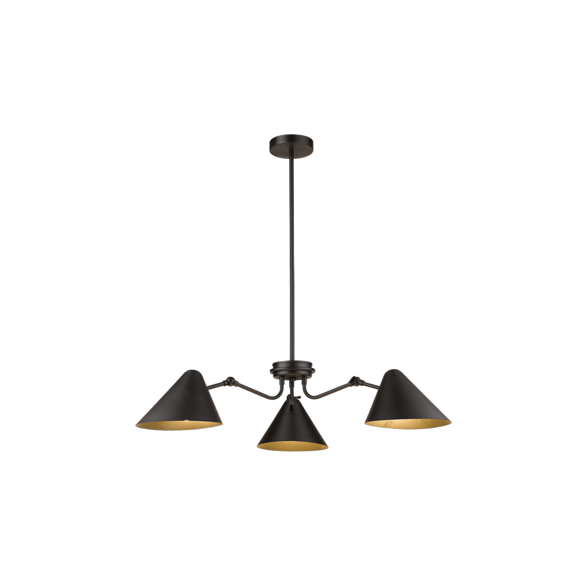 3 Light Black Metal Chandelier — transparent background, 1254 × 1254