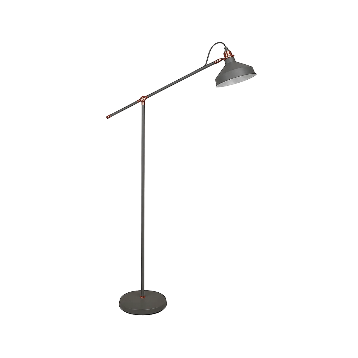 Bankers Floor Lamp Grey & Copper — transparent background, 1254 × 1254