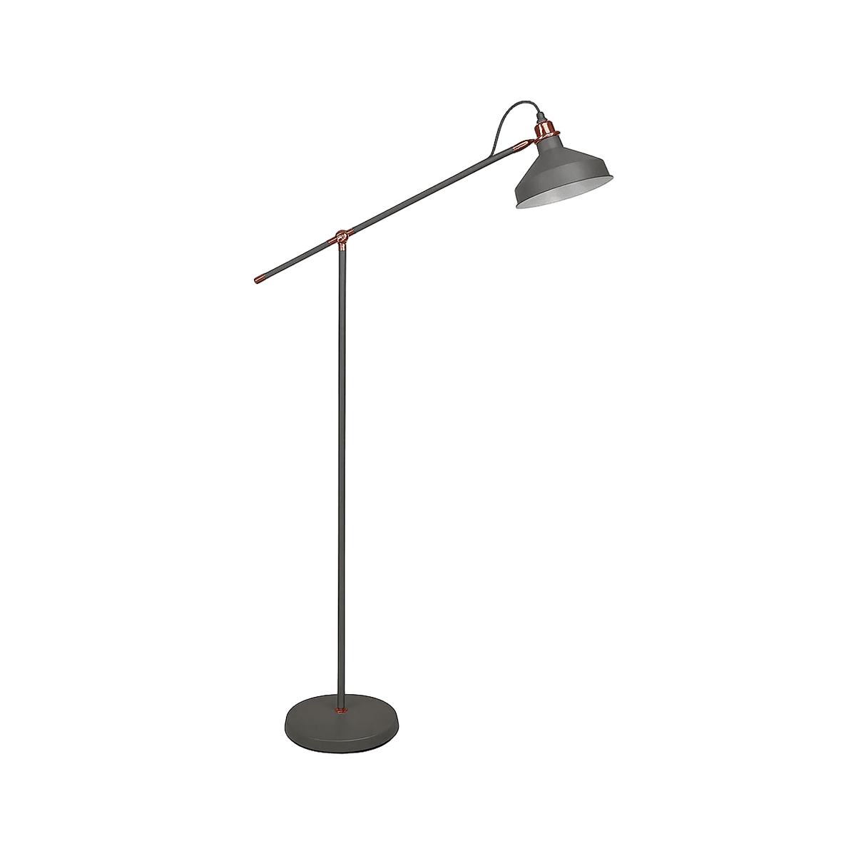 Bankers Floor Lamp Grey & Copper — white background, 1254 × 1254