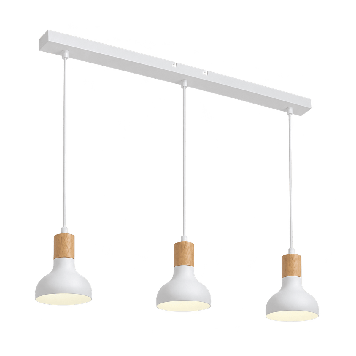 3 Light White Pendant with Adjustable Cords — transparent background, 1254 × 1254