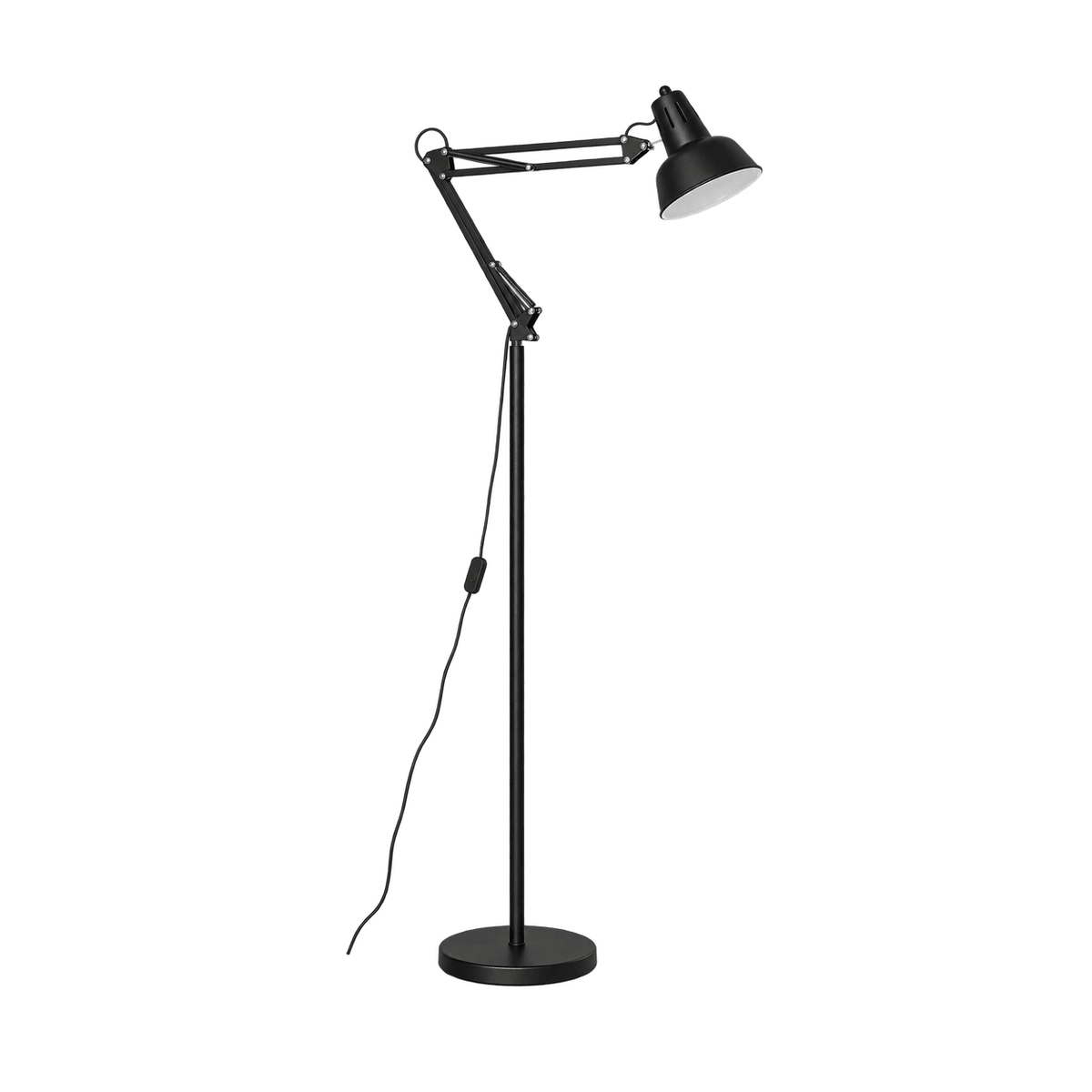 Black Floor Lamp with Movable Arms — white background, 1254 × 1254