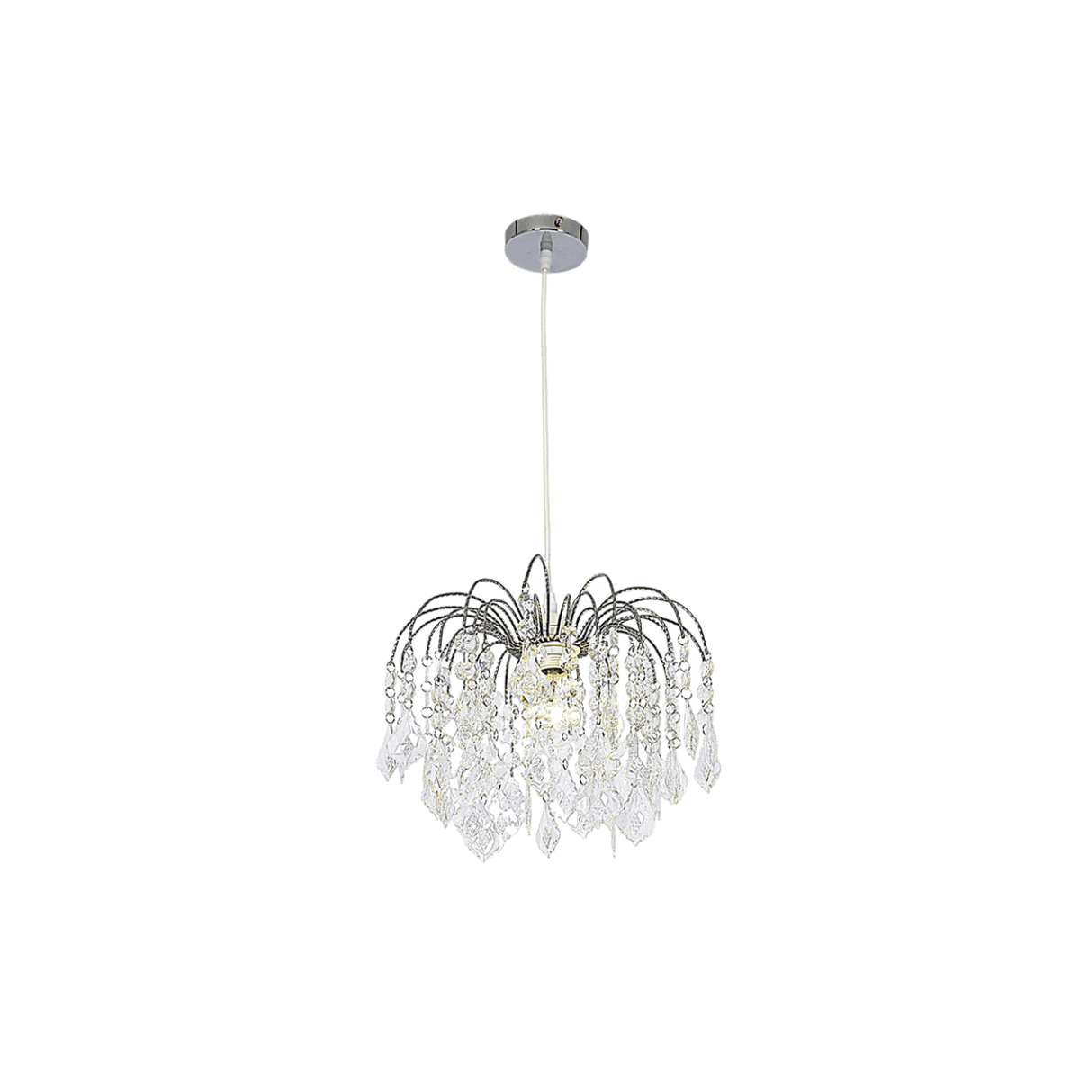 Polished Chrome Pendant with Clear Acrylic Crystals — transparent background, 1254 × 1254