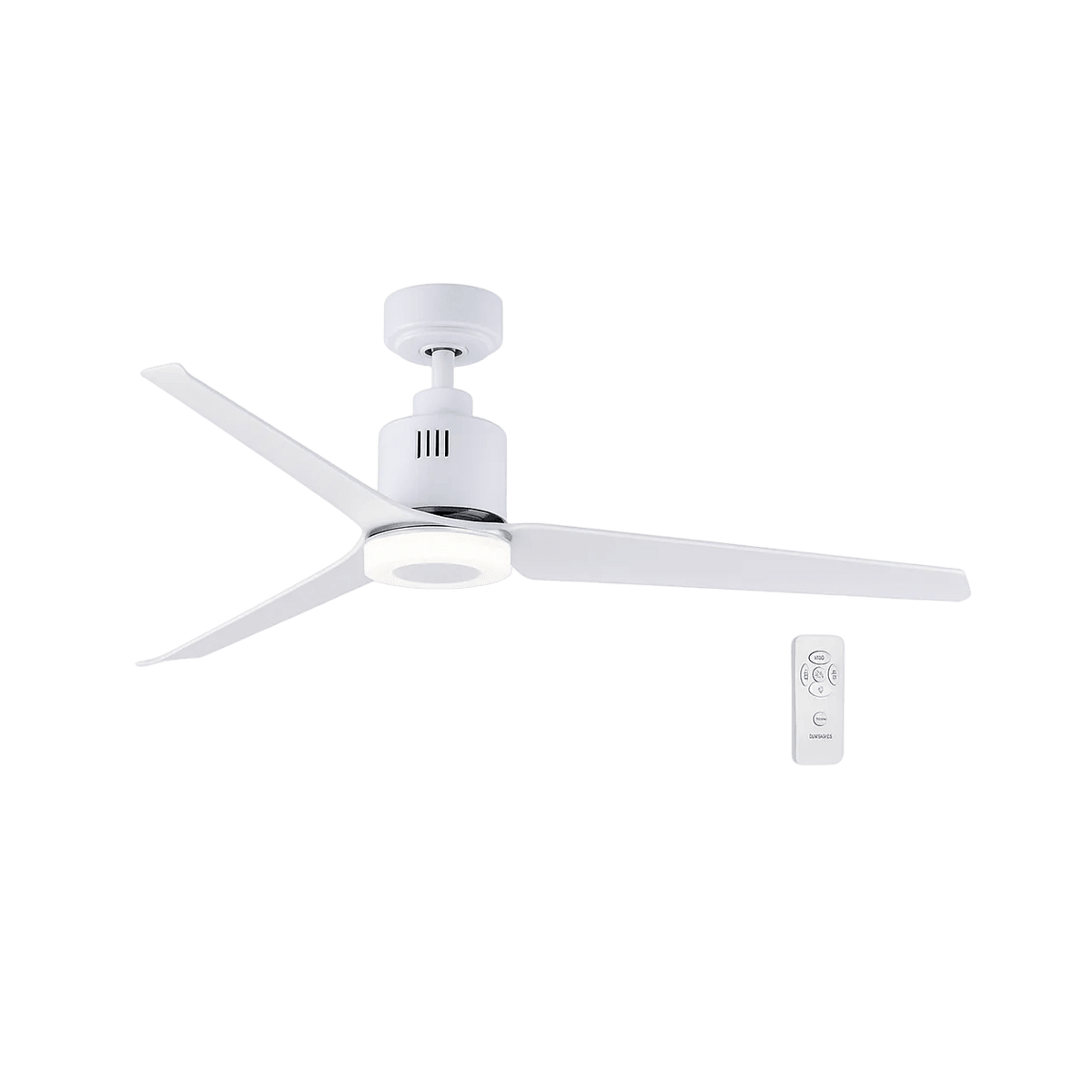 White Metal & ABS LED Ceiling Fan — transparent background, 1254 × 1254