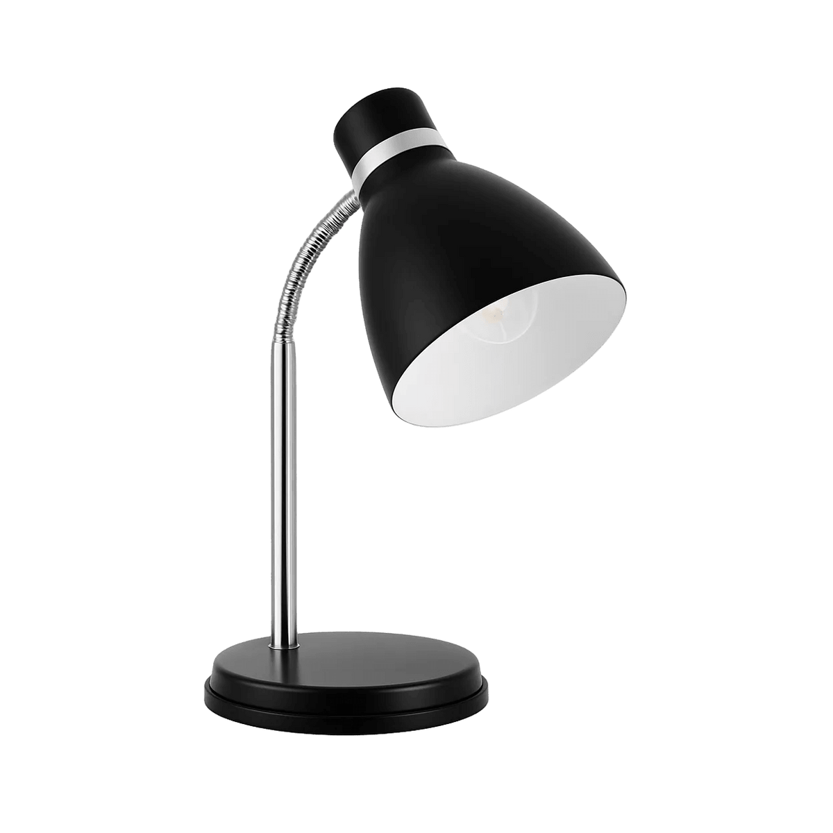 Gooseneck Black Metal Desk Lamp — transparent background, 1254 × 1254