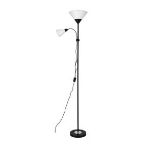 Black Metal Polished Chrome Floor Lamp product image on a transparent background