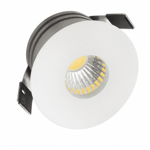 Compact 3W round LED downlight with a white finish, designed for recessed ceiling installation.