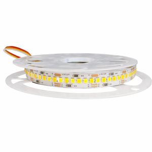 Roll of CCT LED strip light on a white background