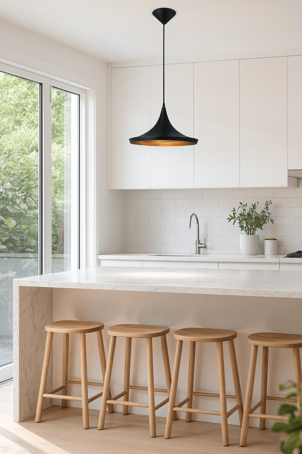 Conical Black and Gold Pendant Light