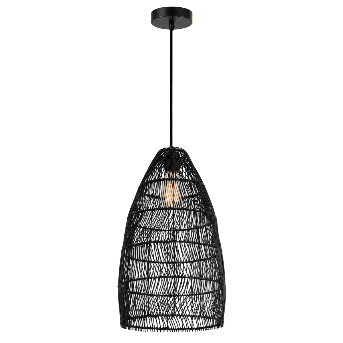 230V 40W E27 Rattan Pendant - Black Rattan