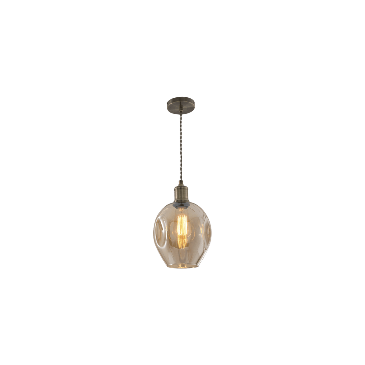 Antique Brass Pendant with Amber Glass product image on a transparent background