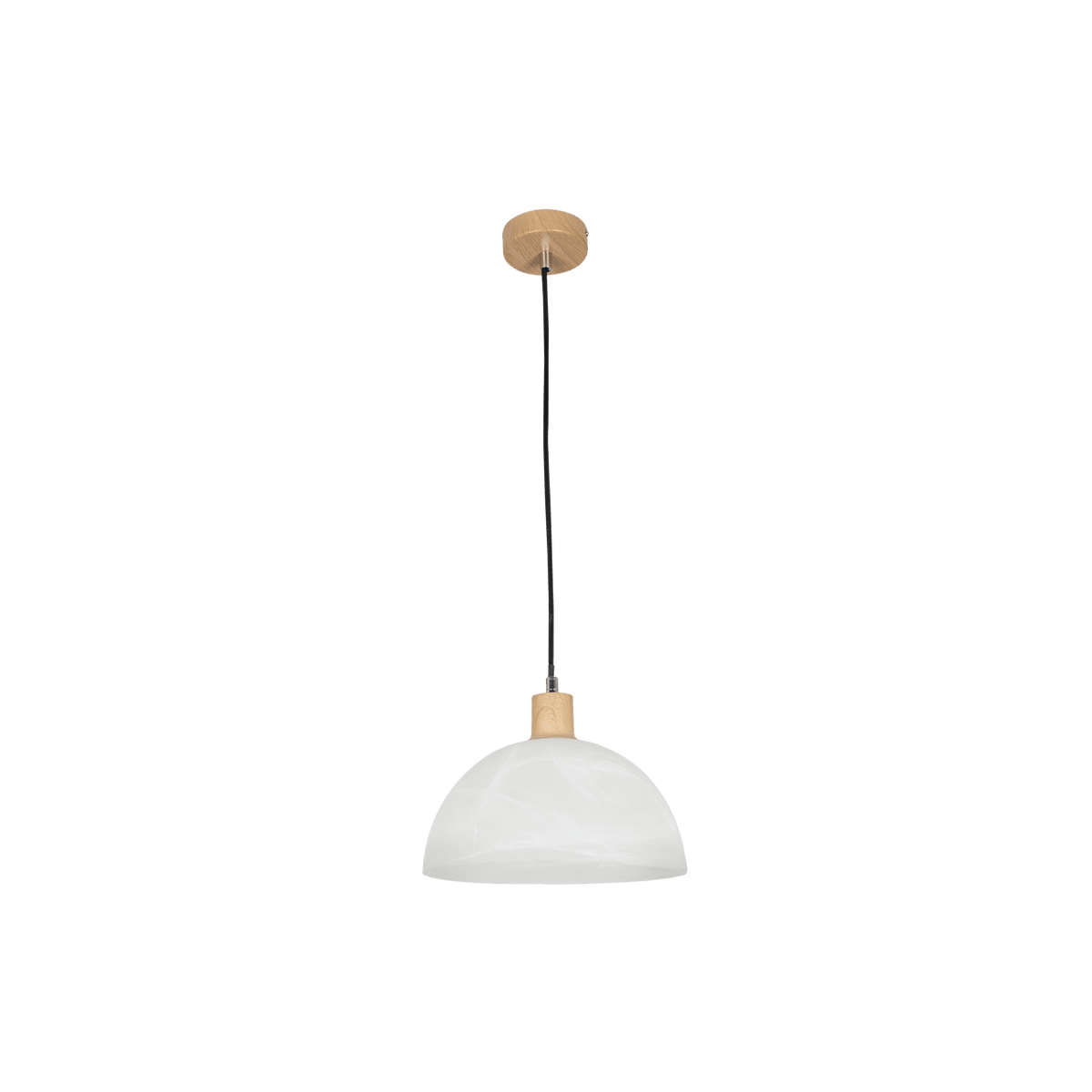 Metal Cord Pendant with Wood Finish & Alabaster Glass product image on a transparent background