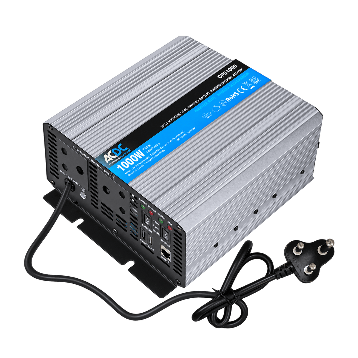1000W Pure Sine Wave Inverter & Charger product image on a transparent background