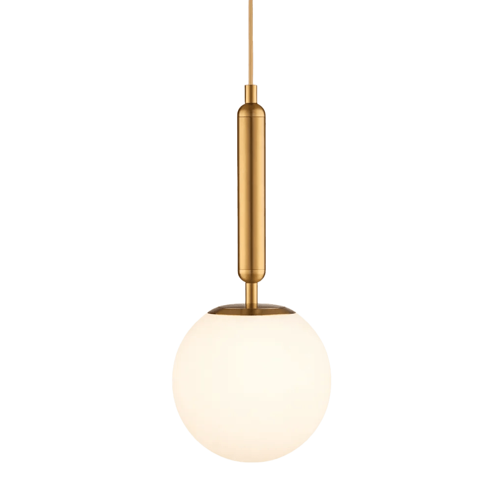 Fizz Pop Frosted White Glass & Antique Brass Pendant
