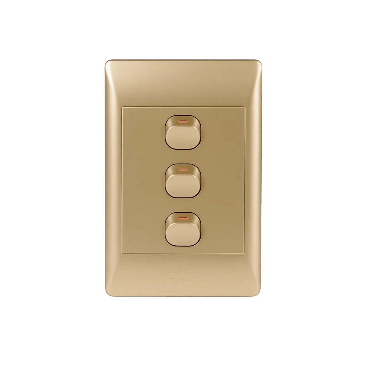 Champagne Light Switch - 3 Lever, 1 Way (4 x 2) product image on a transparent background