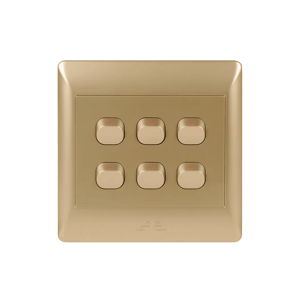 Champagne Light Switch - 6 Lever, 1 Way (4 x 4) product image on a transparent background