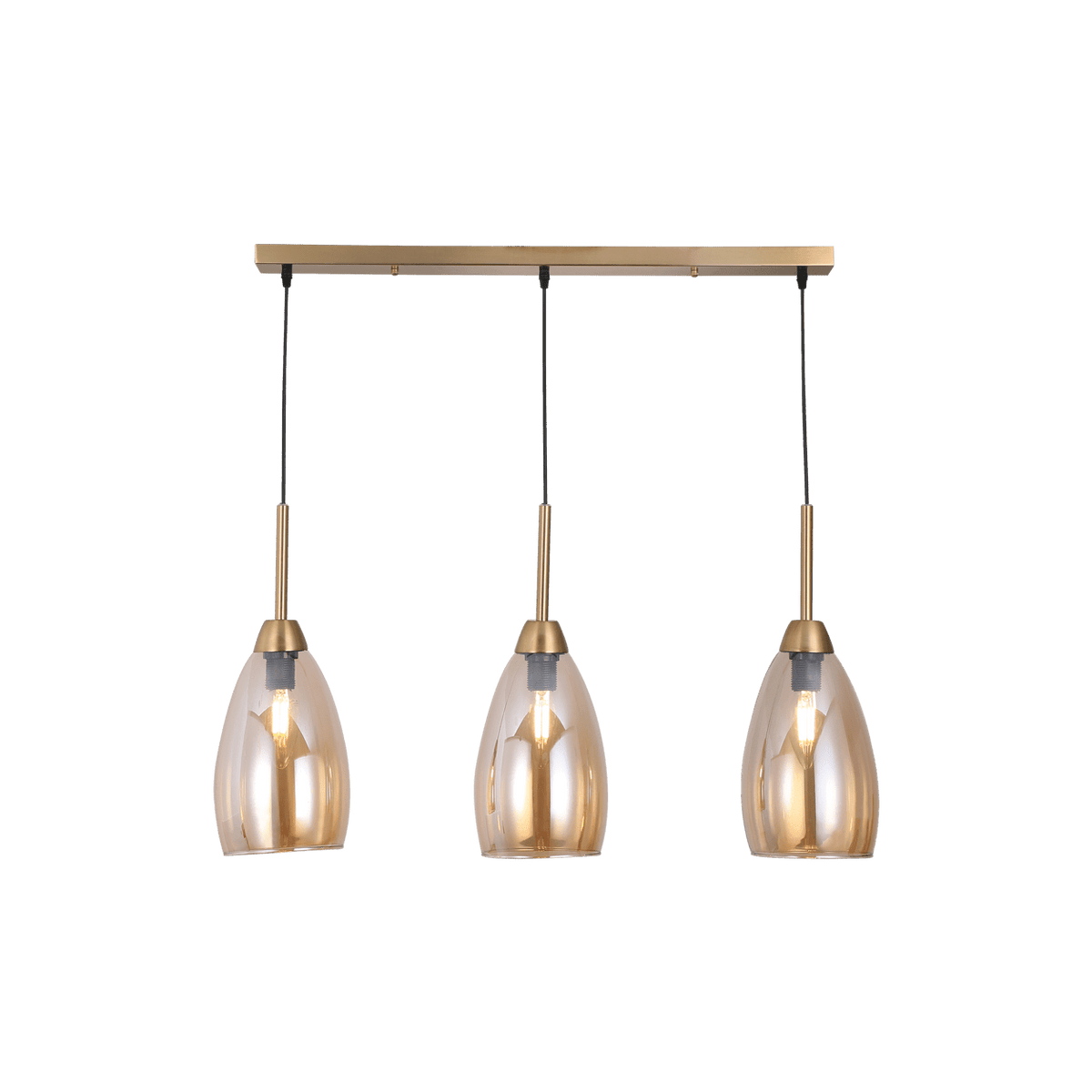 3 Light Gold & Amber Glass Pendant product image on a transparent background