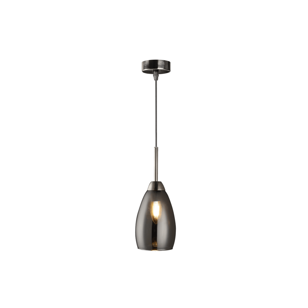 1 Light Gun Metal & Smoke Glass Pendant product image on a transparent background